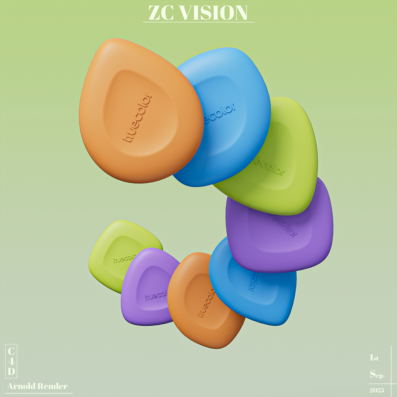 真彩多彩几何橡皮渲染图丨C4D&Arnold