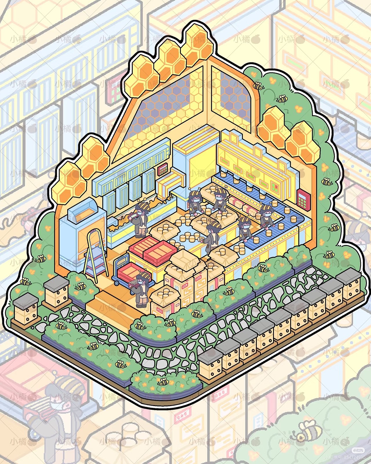 造景贴纸/蜂蜜工厂