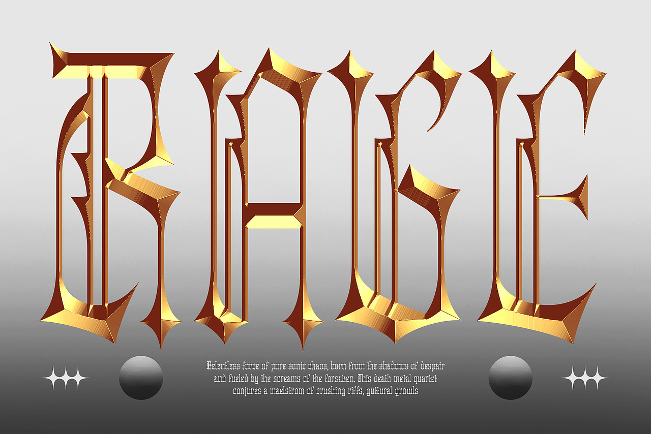 潮流前卫复古未来哥特潮牌服装海报标题装饰英文字体