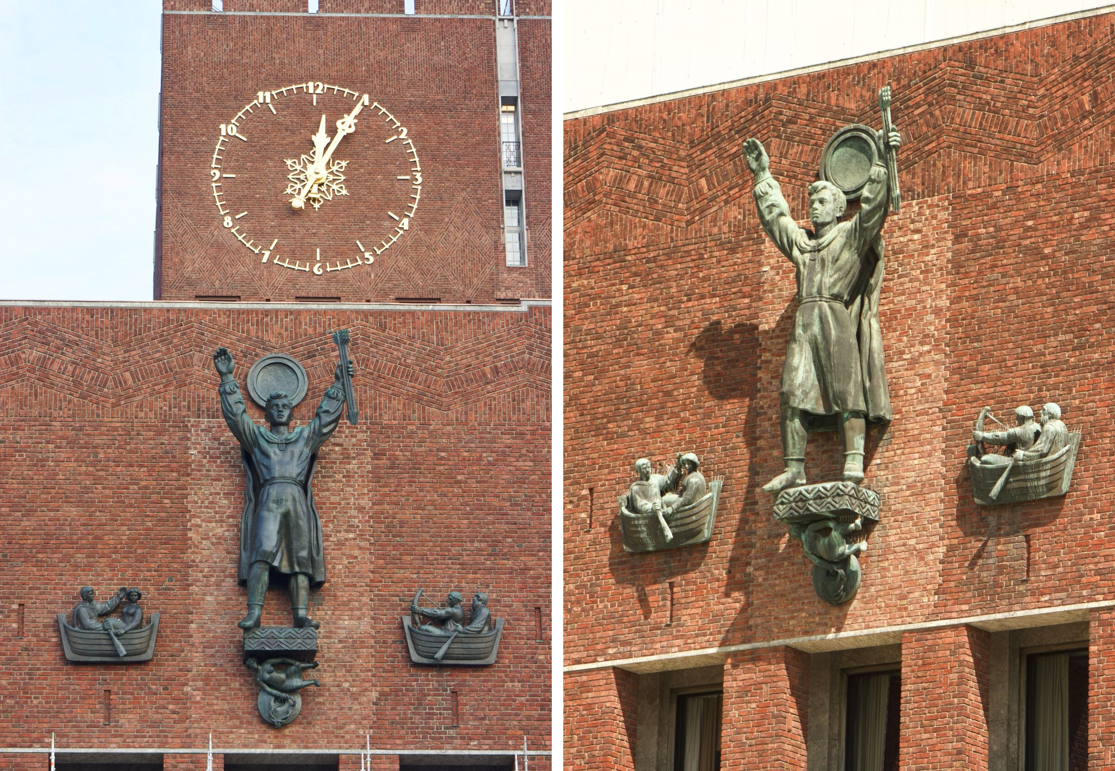 ↑奥斯陆市政厅雕塑 Oslo City Hall