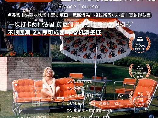 小红书旅游海报-巴黎+南法