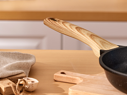 木質(zhì)黑色不粘鍋 | 產(chǎn)品拍攝 | 廚具拍攝