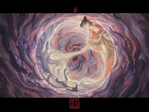 哪吒2片头概念设计原画《携手抗天劫》国风水墨画艺术