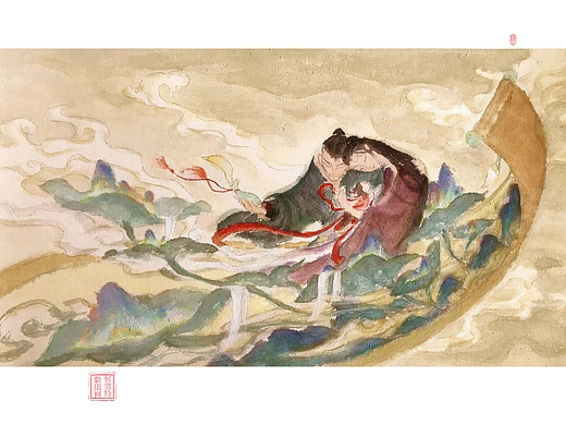 哪吒2片头概念设计原画《父慈母爱》国风水墨艺术动画