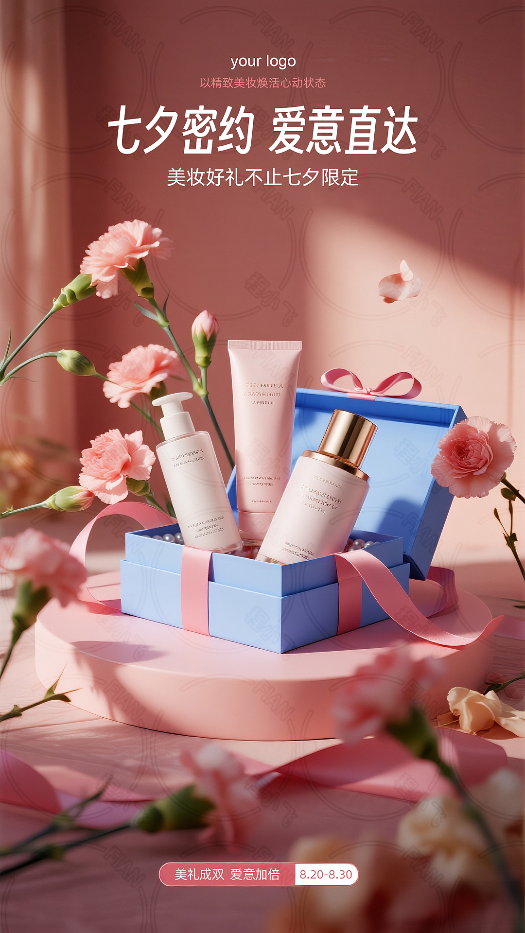 七夕美妝海報模板