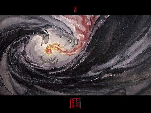 哪吒2片头概念设计原画《申公豹》国风水墨画艺术动画