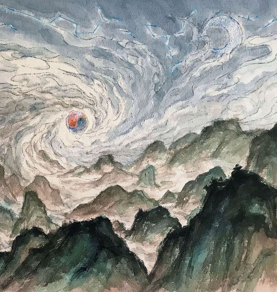 《哪吒之魔童闹海》片头概念设计《天地灵气混元珠》色稿细节