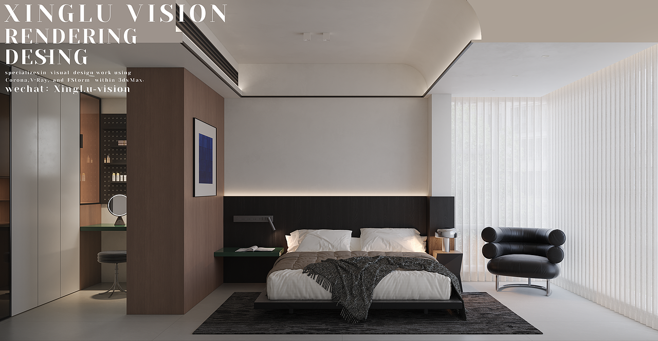 现代黑白调卧室