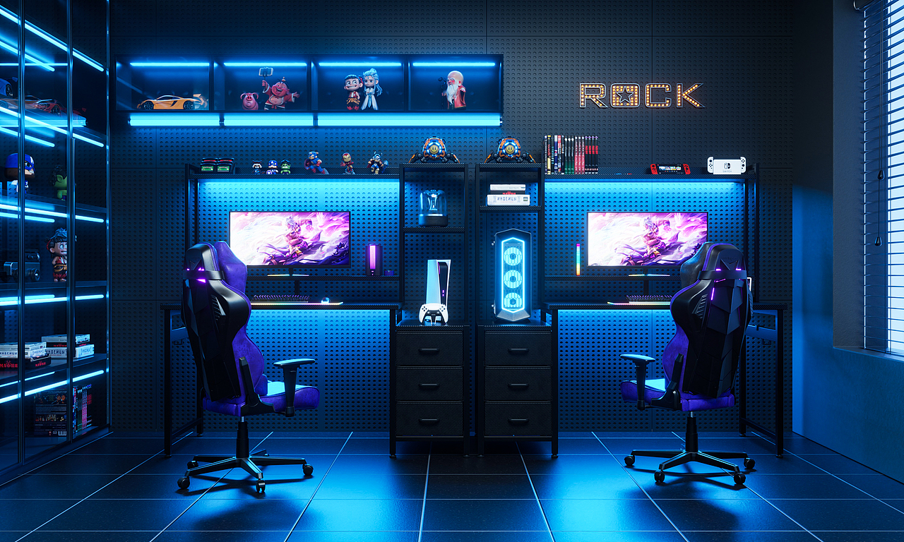 亚马逊办公桌电脑桌3D渲染丨C4D写实渲染