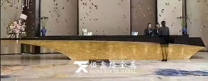 酒店大堂不锈钢接待台售楼部不锈钢前台不锈钢双色吧台