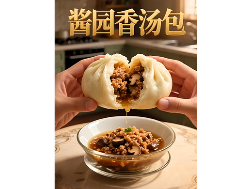 AIGC设计酱园香汤包海报/包装盒设计/包装袋设计/餐饮