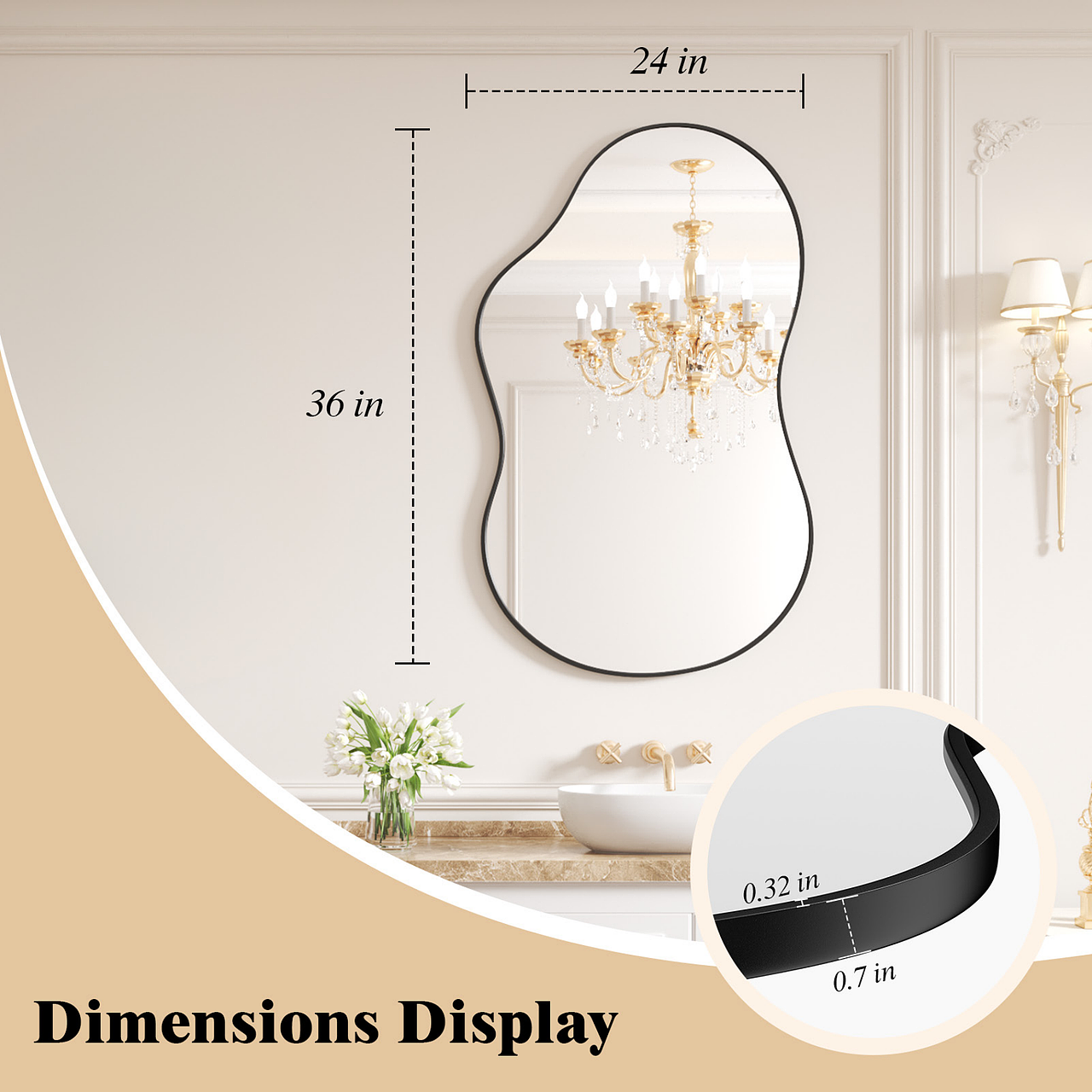 亚马逊黑金云朵 LED 浴室镜设计套图分享✨