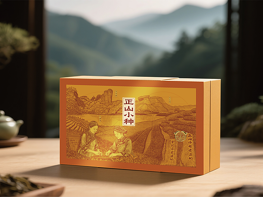 武夷山岩茶包装插画设计/版画/原创