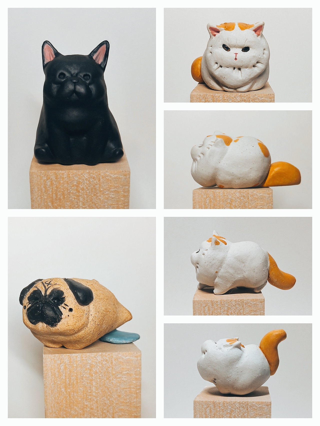 陶艺小猫小狗