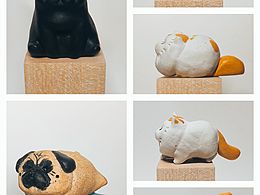 陶艺小猫小狗