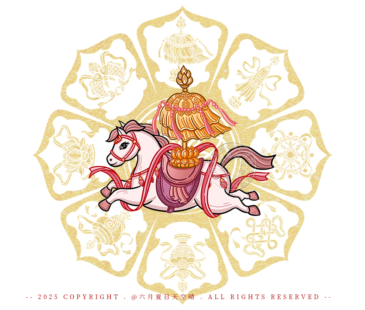 《白驹献瑞 · 吉祥八宝》马年IP系列插画(图ZMzk2MDUyOTg0) - 商业插画 - 站酷设计师六月夏日天空晴原创素材 - 站酷ZCOOL
