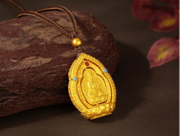 莲花佛黄金吊坠