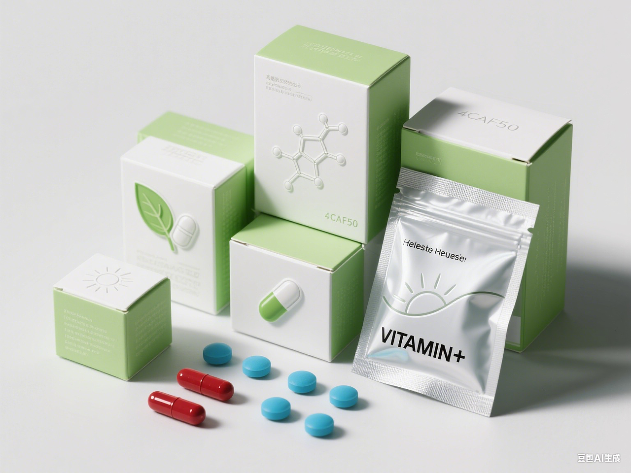 AI维生素包装盒设计,语言指令设计