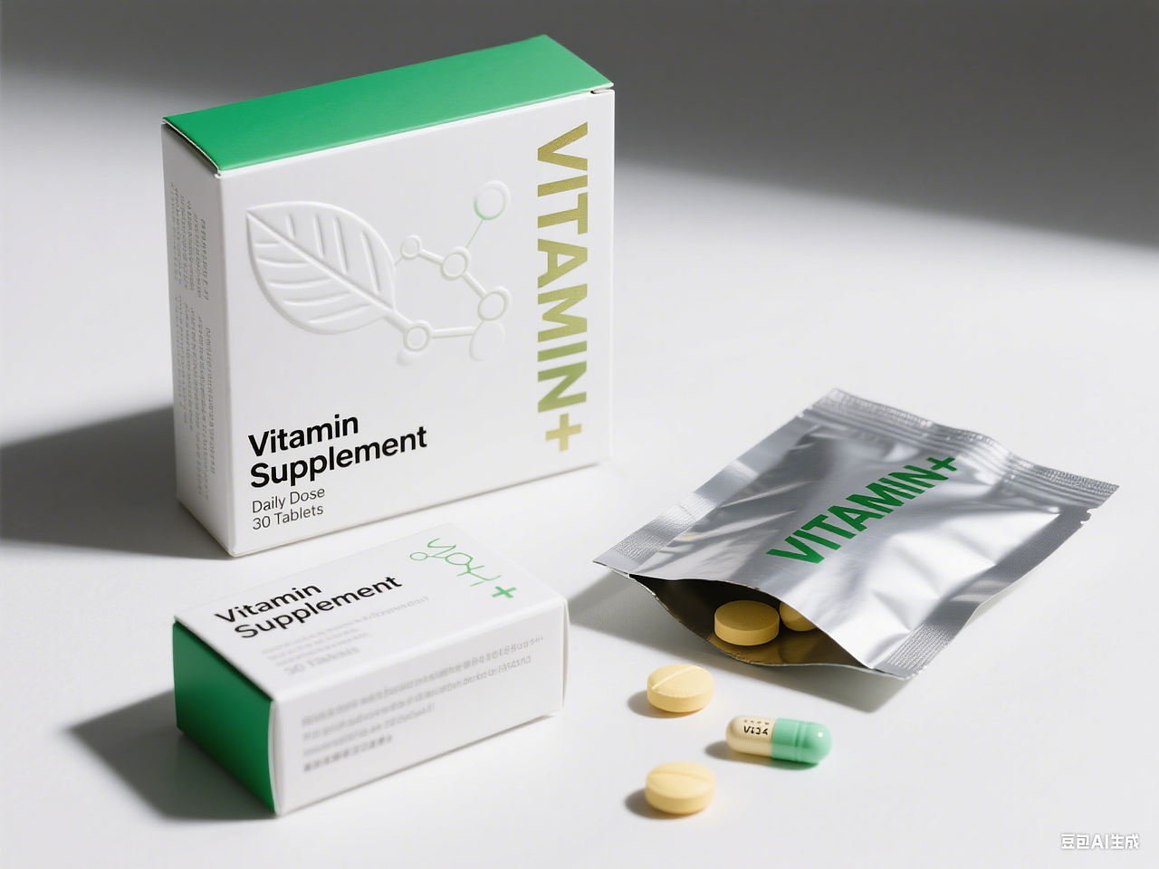 AI维生素包装盒设计,语言指令设计
