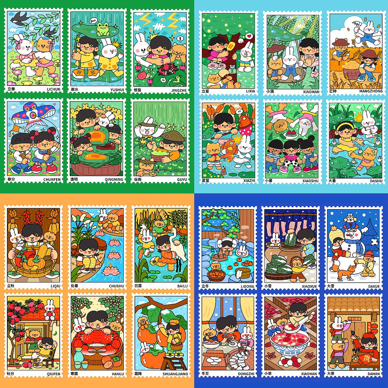 二十四节气插画合集｜一年四季的温柔瞬间（图ZMzk2MTg1NDc2） - 商业插画 - 站酷设计师黑火又原创素材 - 站酷ZCOOL