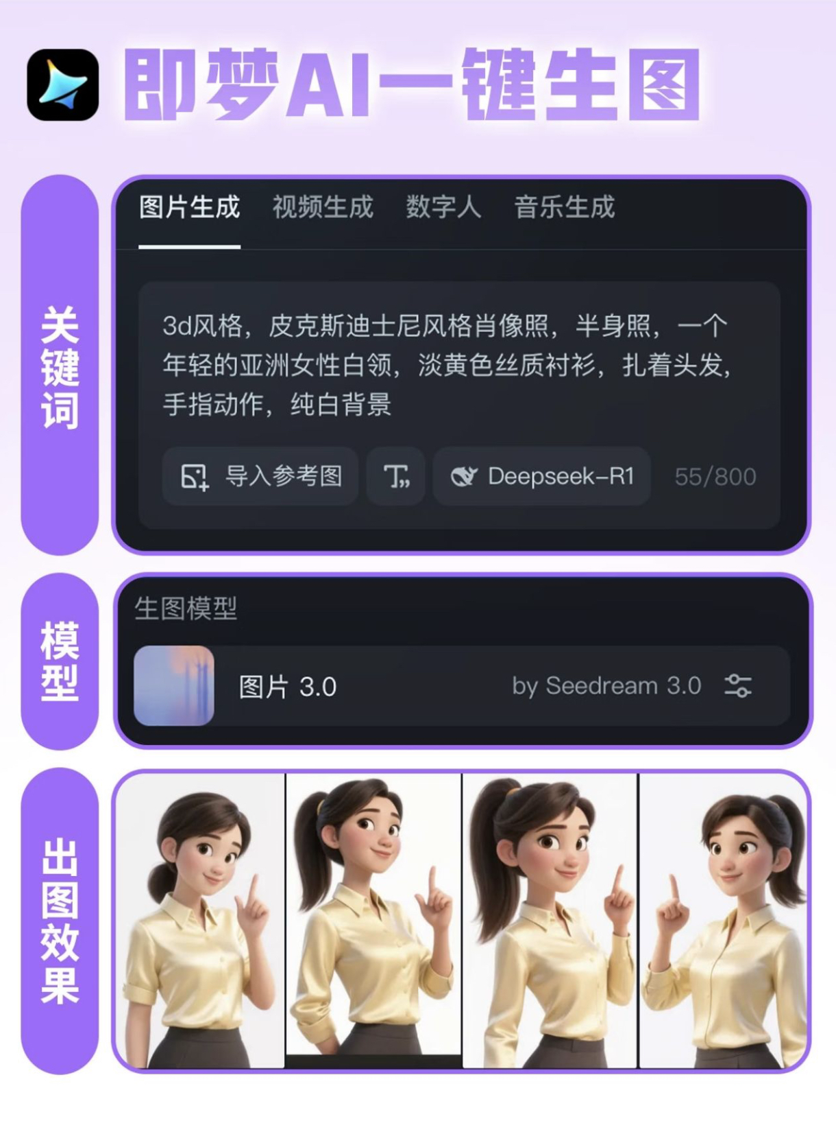 AIGC如何快速生成3d人物（图ZMTUyMTQzMzI=） - 教程 - 站酷设计师请叫我胡一刀原创素材 - 站酷ZCOOL