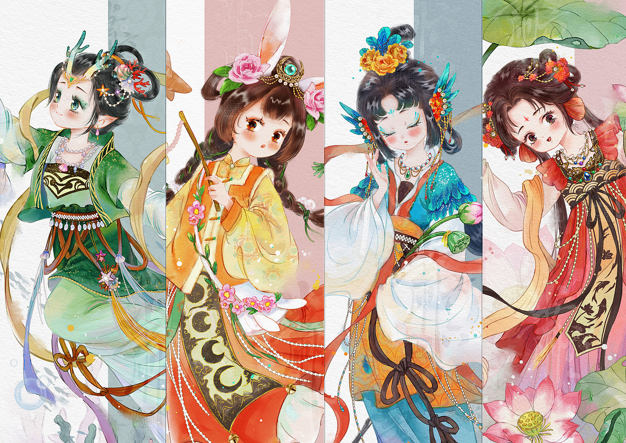 古风神话妖怪少女水彩立绘系列·萌妖异闻录第一季合集