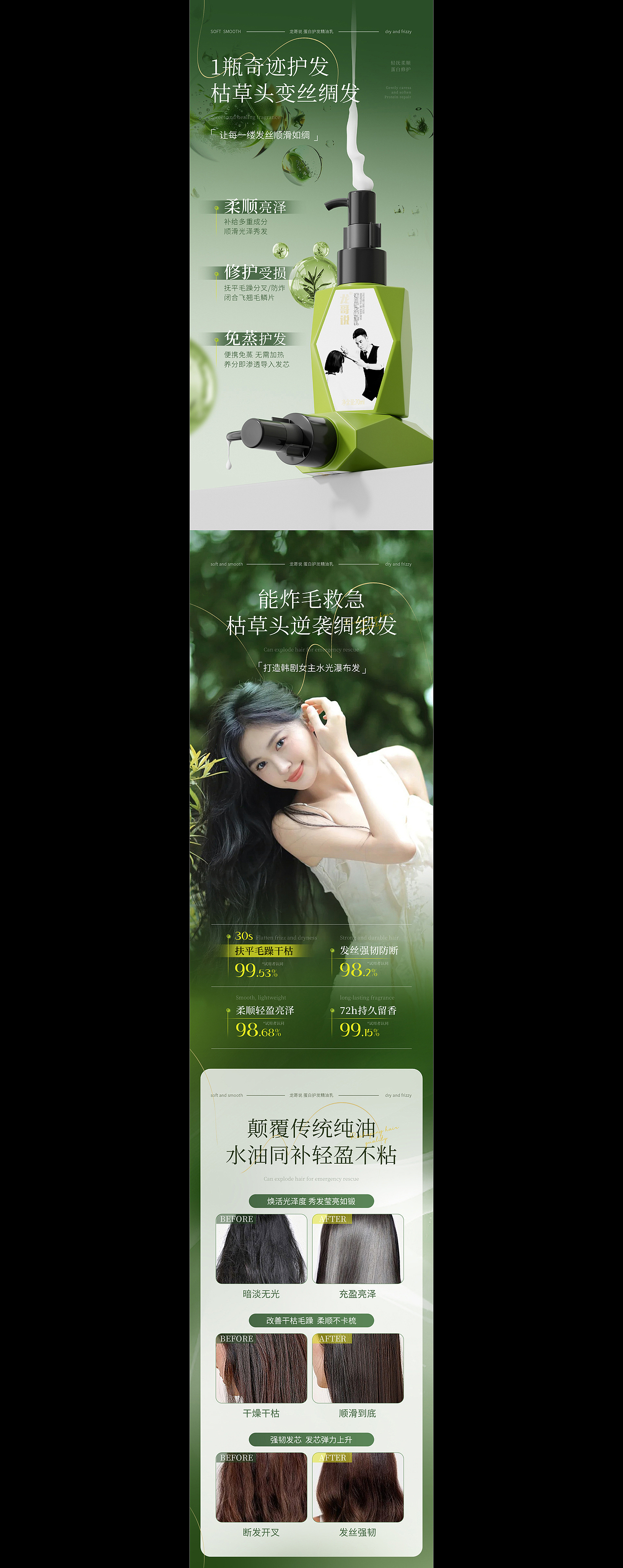 护发柔顺详情页设计 详情主图建模渲染海报设计（图ZMzk2MjMwNjcy） - 电商 - 站酷设计师阿洋芋原创素材 - 站酷ZCOOL