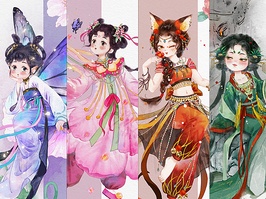 古风神话妖怪少女水彩立绘系列·萌妖异闻录第一季合集