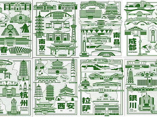 全国28省会文创地图明信片（可授权约稿）