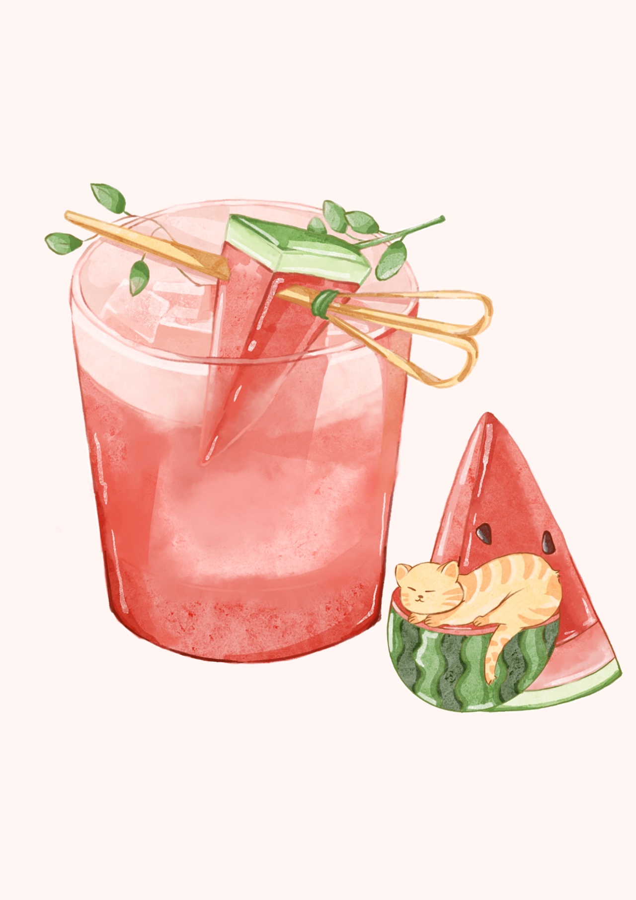 水彩插画日记：夏日饮品（图ZMzk2MjQ3ODY4） - 商业插画 - 站酷设计师阡陌微光原创素材 - 站酷ZCOOL