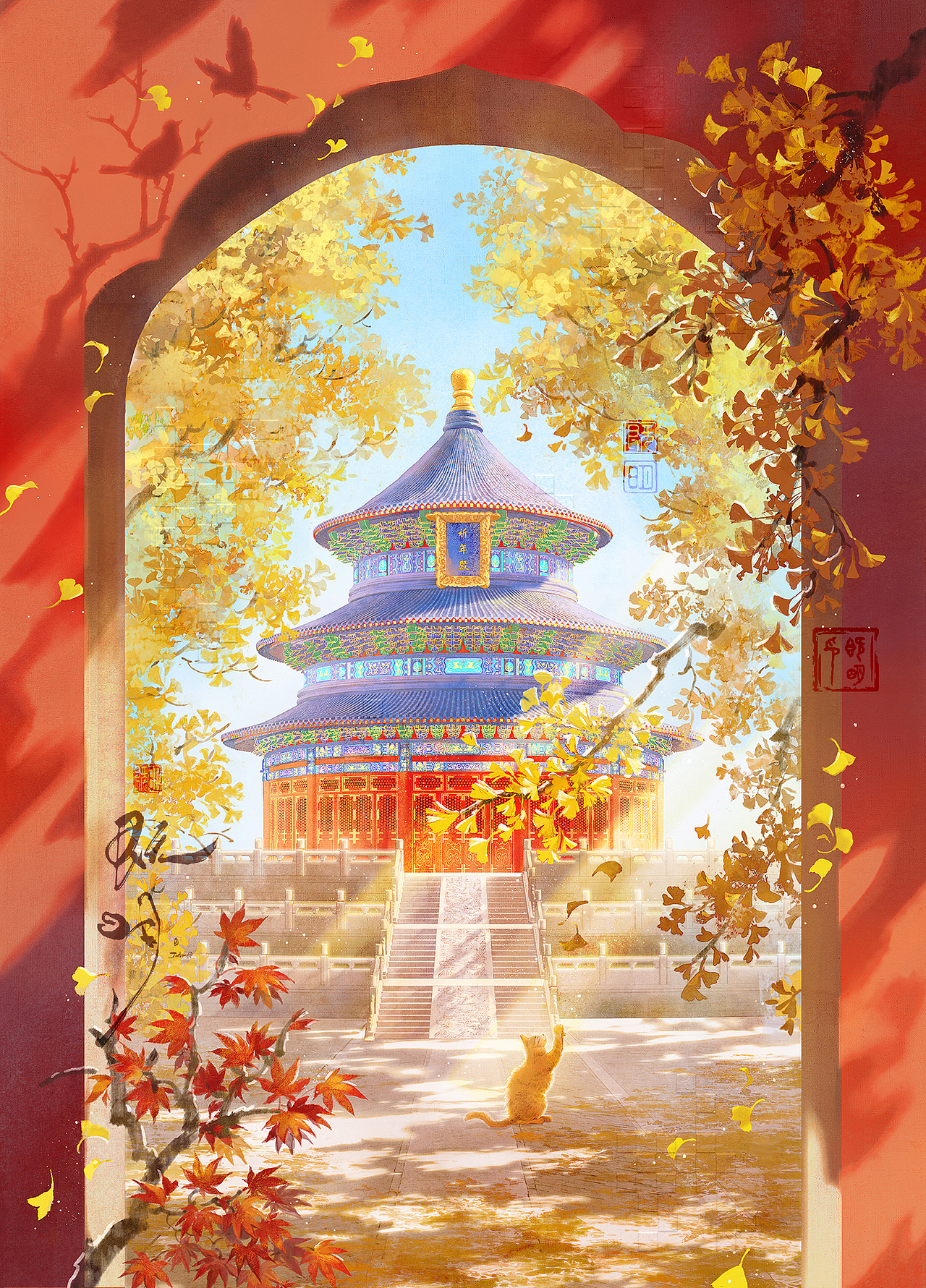 天壇銀杏（圖ZMzk2MzAxOTI0） - 商業(yè)插畫 - 站酷設(shè)計(jì)師既明JM原創(chuàng)素材 - 站酷ZCOOL