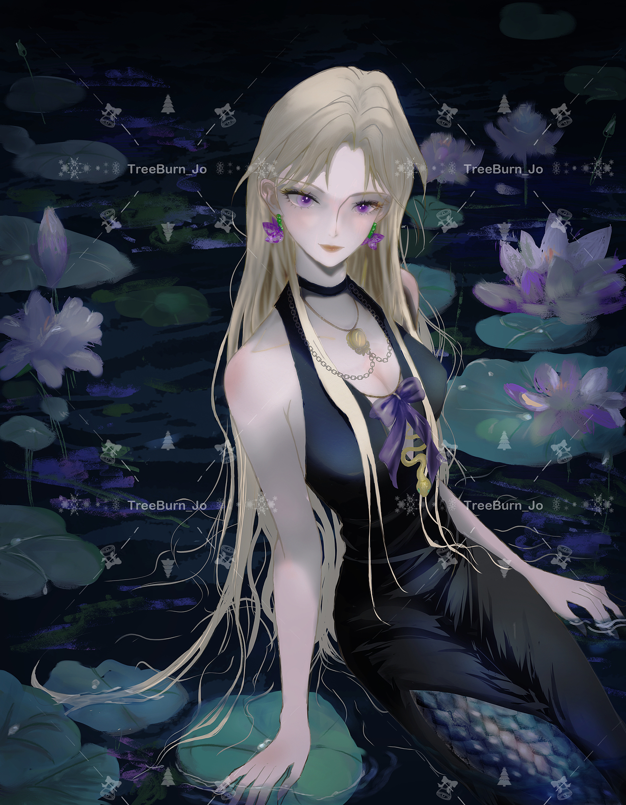 荷塘夜色（图ZMzk2MzA3MzU2） - 艺术插画 - 站酷设计师焦木原创素材 - 站酷ZCOOL