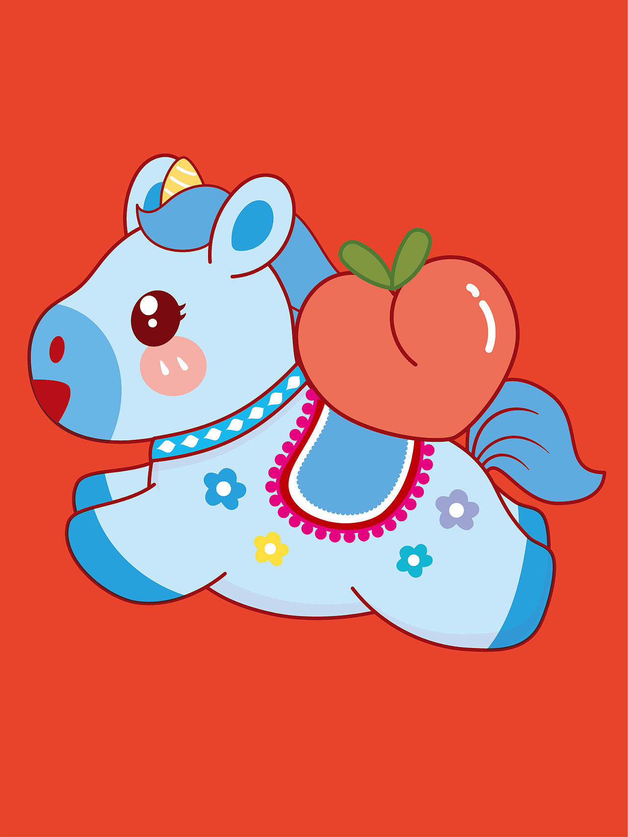 小马驹卡通插画IP形象设计马年快乐