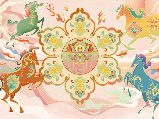 2026马年插画《四季神骏，祥韵流转》