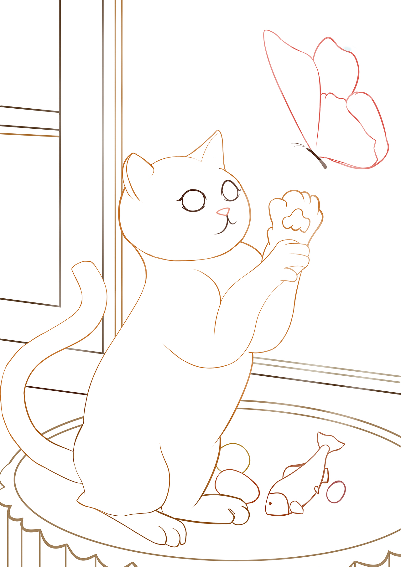 插画 | 练习 | 戏蝶猫咪