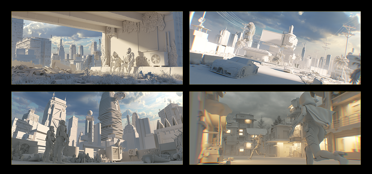 部分场景白膜图