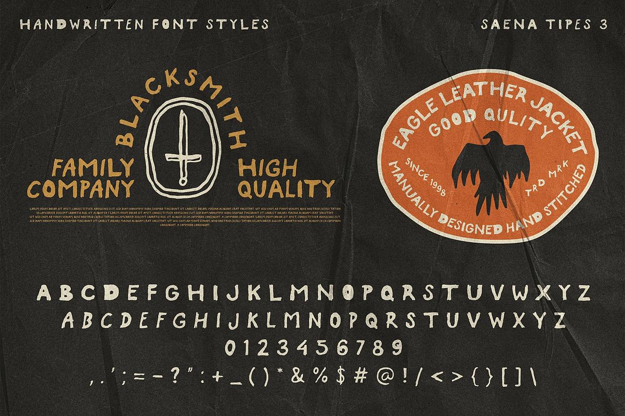 3字重原始粗犷复古潮流文创广告海报标题手写英文字体（图ZMzk2MzQwNzc2） - 字体/字形 - 站酷设计师最西文集原创素材 - 站酷ZCOOL