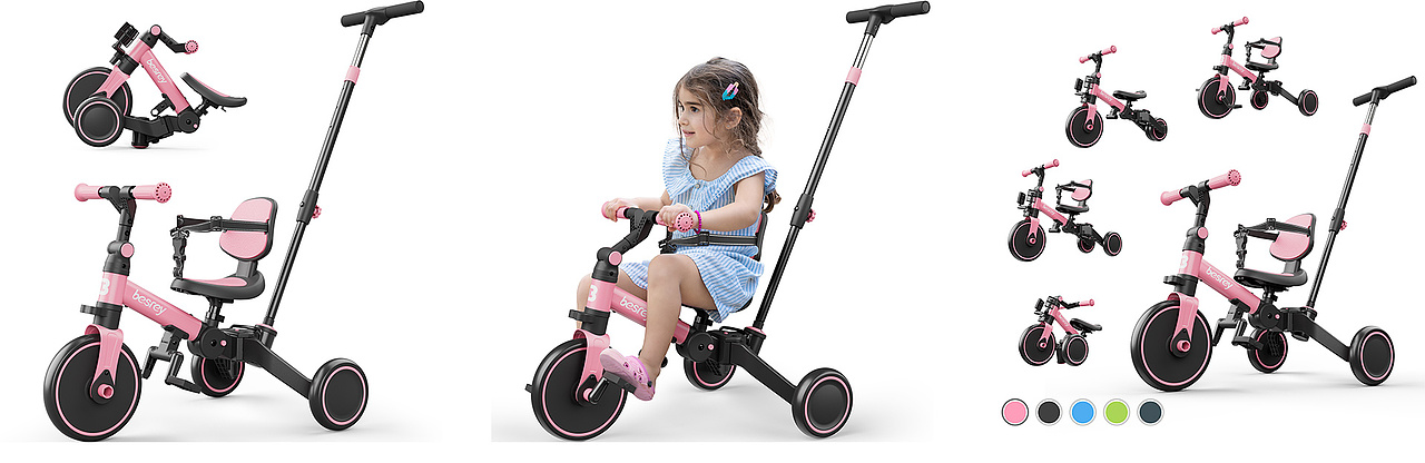 亚马逊A+ 五合一儿童三轮车