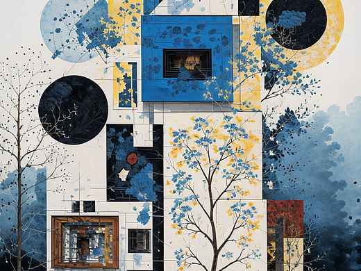 AI创意设计75-建筑插画海报2