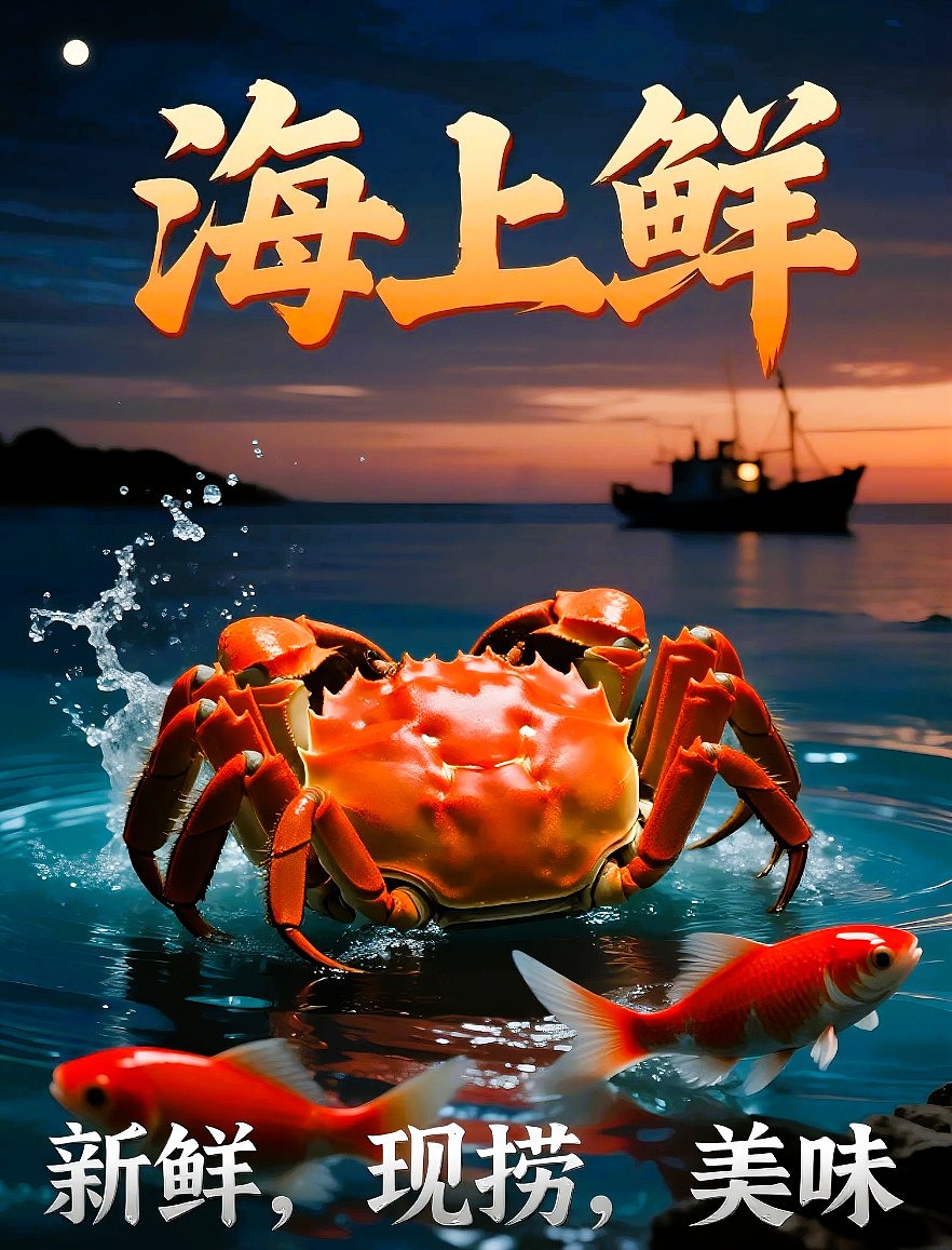 吃螃蟹的最佳季节/AIGC设计海上鲜螃蟹产品礼盒包装