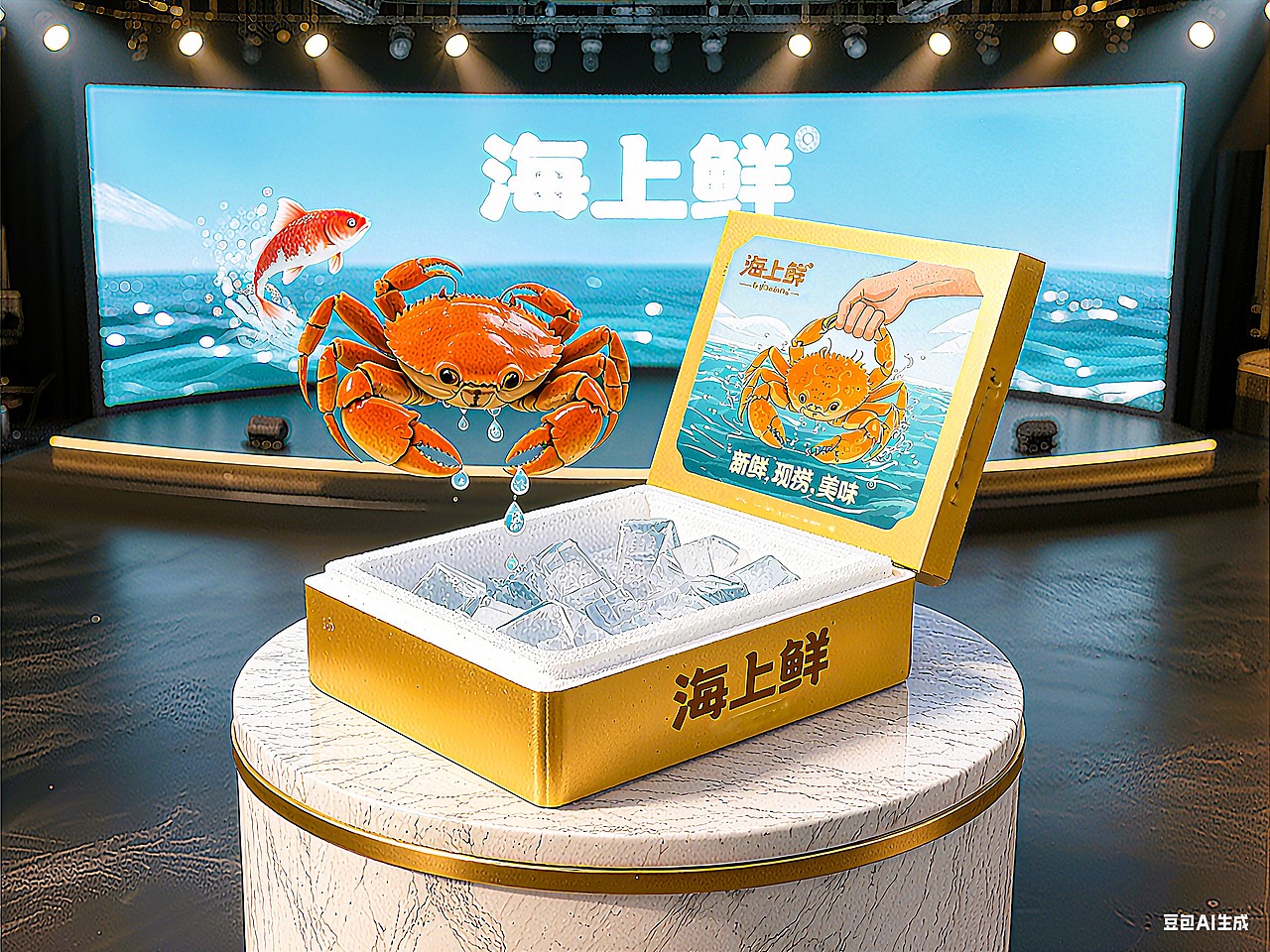 吃螃蟹的最佳季节/AIGC设计海上鲜螃蟹产品礼盒包装