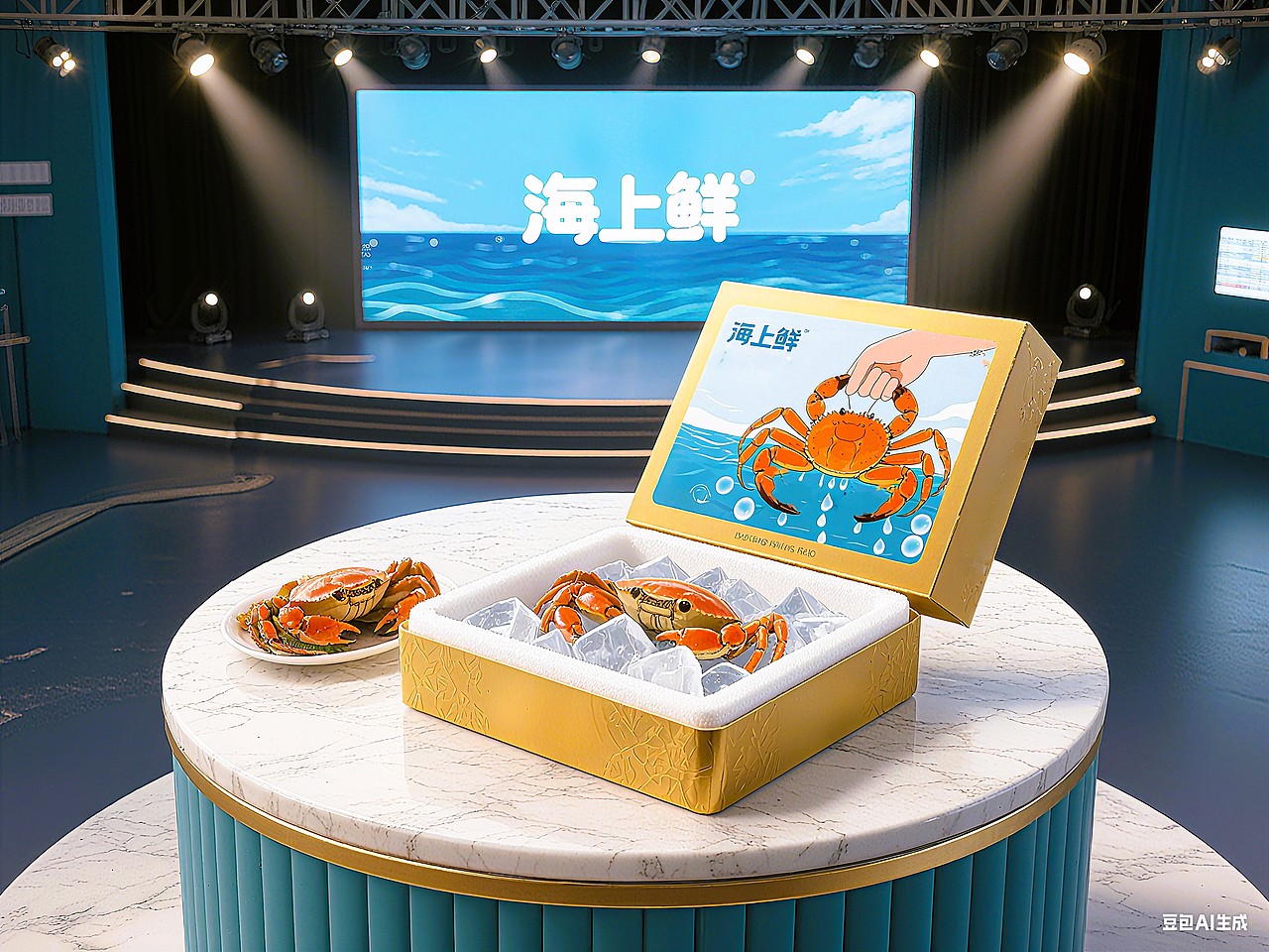 吃螃蟹的最佳季节/AIGC设计海上鲜螃蟹产品礼盒包装