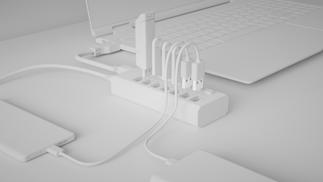 笔记本电脑多合一HUB拓展坞 三维动画