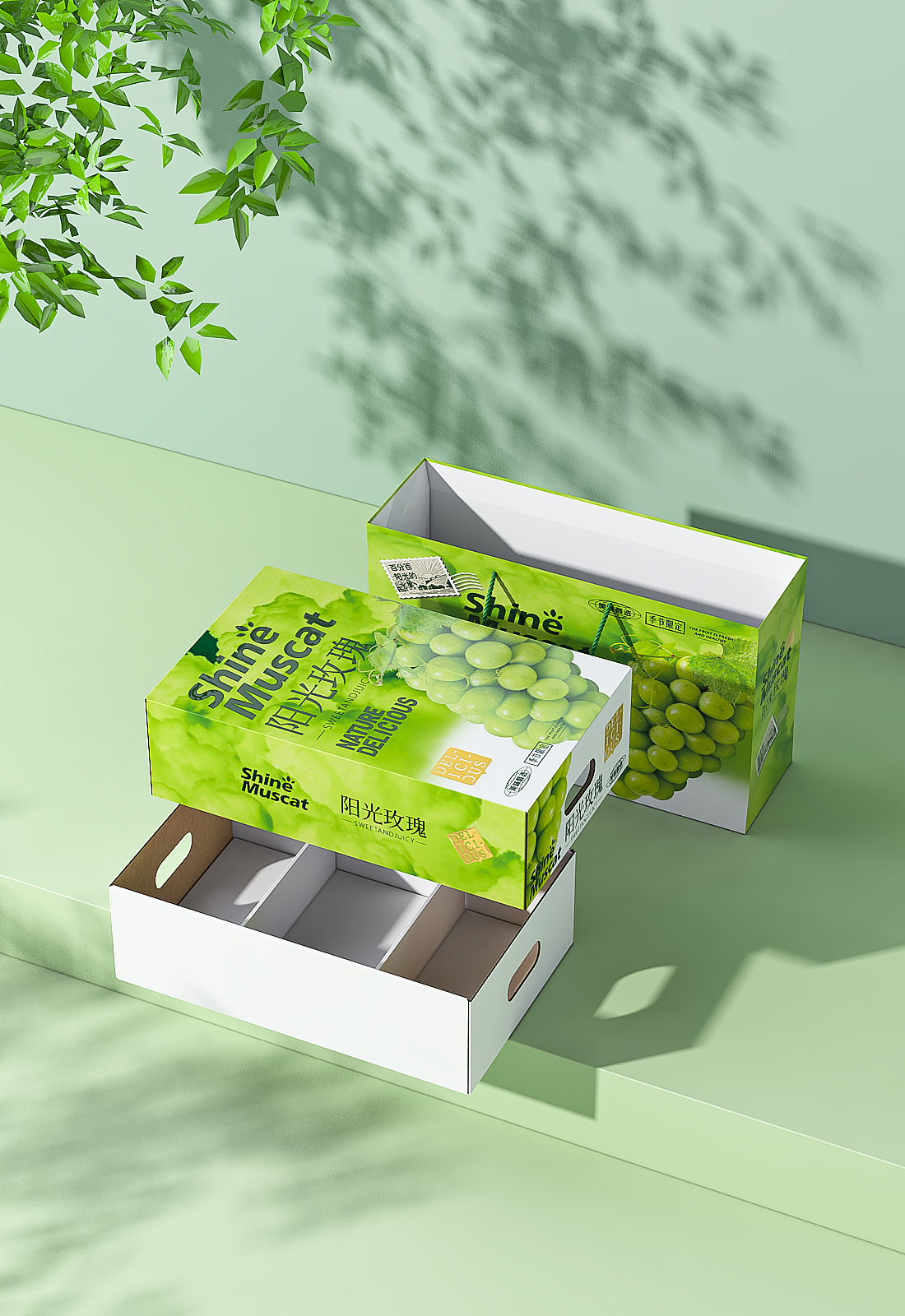 阳光玫瑰包装盒天地盖效果图