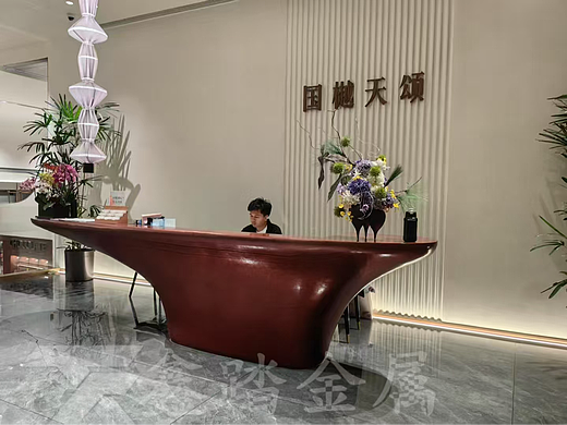 安可拉红不锈钢吧台 会所大堂不锈钢接待台 不锈钢前台