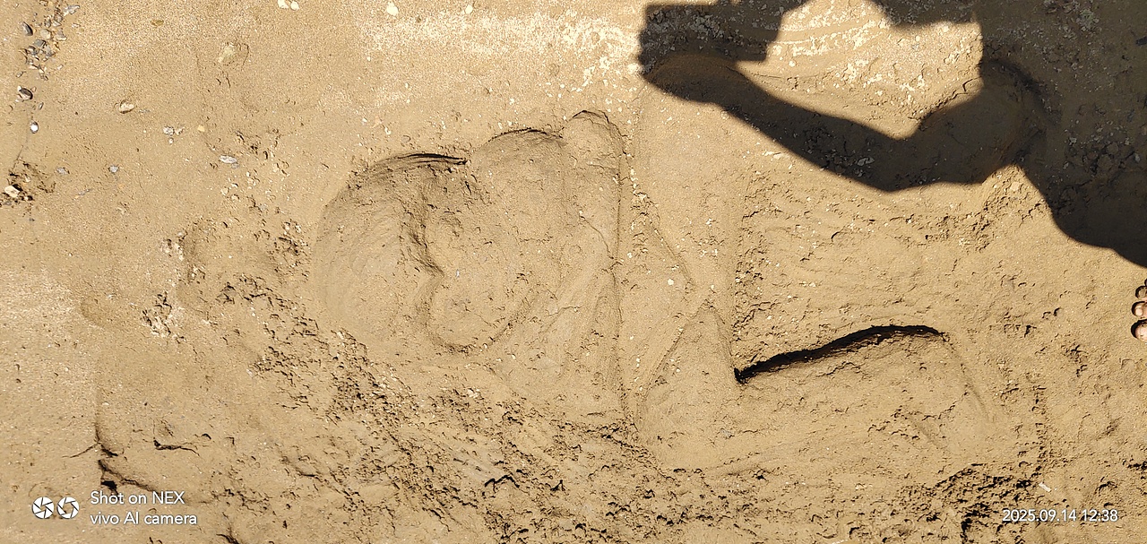 ,,无聊,河边,在沙滩上堆的,