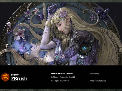 作品被选为ZBrush2026启动界面