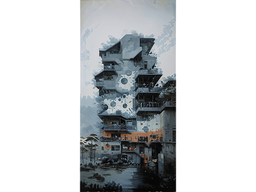 AI创意设计76-建筑插画海报3