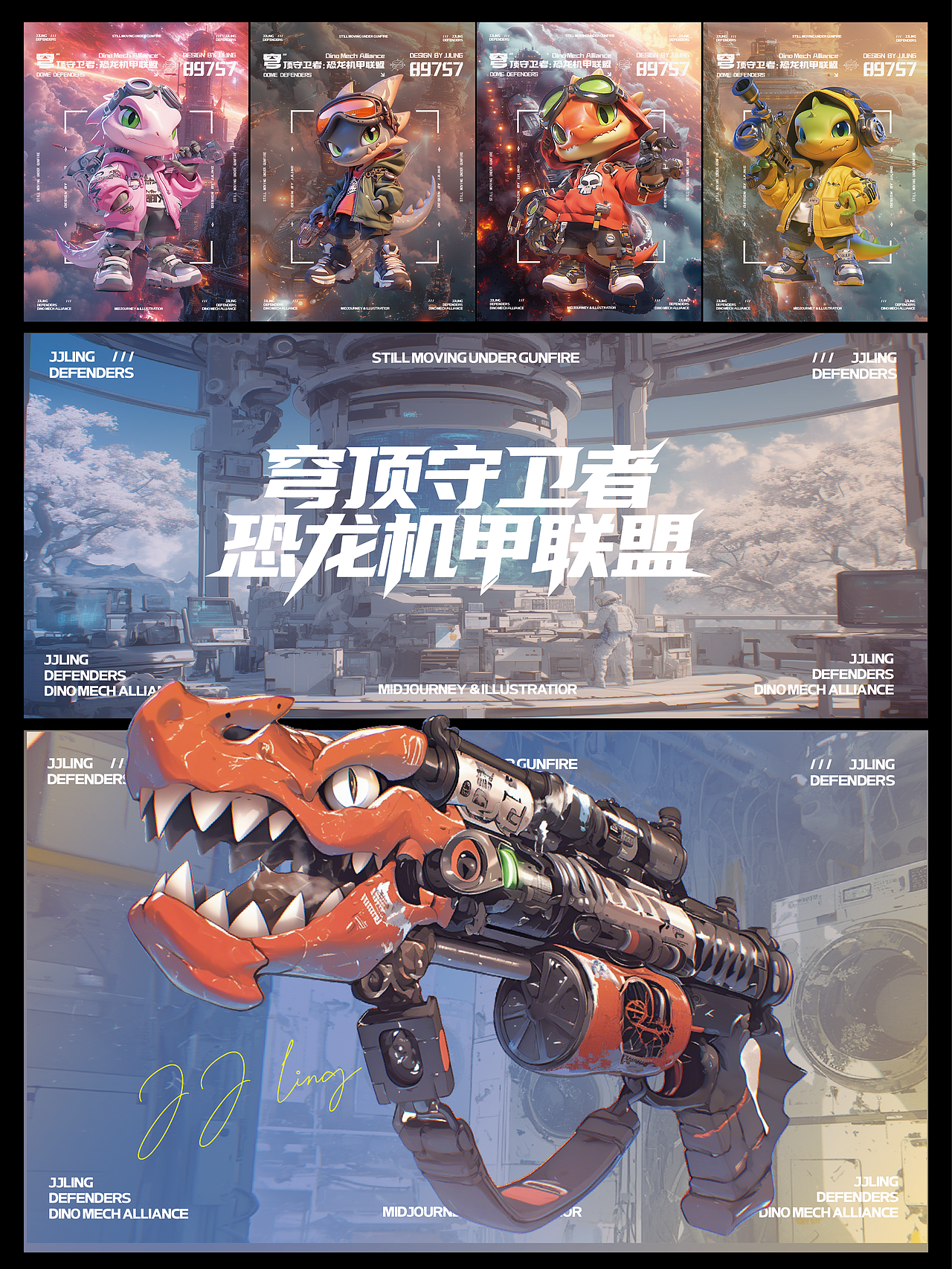 AIGC|穹顶守卫者:恐龙机甲联盟