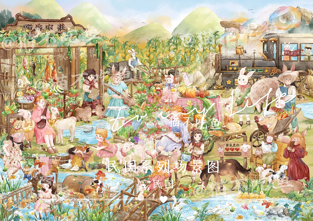 民国插画系列图集｜合集（图ZMzk2NTAxMTQ4） - 商业插画 - 站酷设计师猫不吃鱼吖原创素材 - 站酷ZCOOL